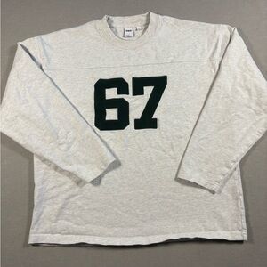 TNA Light Gray Long Sleeve Shirt with Dark Green Number”67”